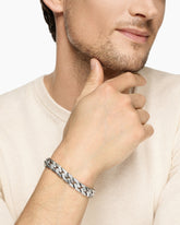 Curb Chain Angular Link Bracelet in Sterling Silver, 11.5mm